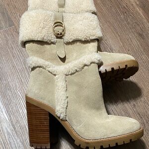 Coach Cream Shearling Boots